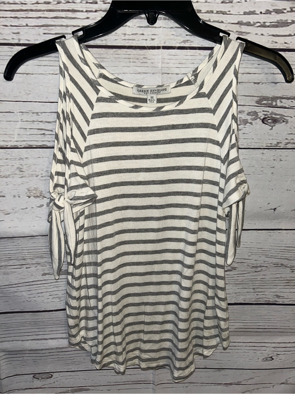 💙Green Envelope Striped Shirt